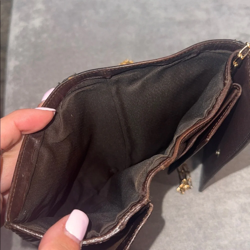 Fendi Black and Brown Monogram Clutch Bag with Gold Chain - Picture 8 of 15